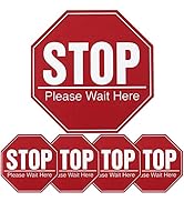Toddmomy 5 Sheets Stop Please Wait Here Sign Social Distancing Stickers Public Safety Sign Floor ...