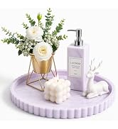METEOROCK Silicone Bathroom Tray with Scalloped Edge, 11.9 Inch Round Large Vanity Tray for Bathr...