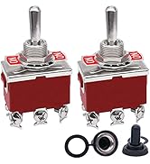 Taiss 2pcs Momentary Toggle Switch DPDT (ON)-Off-(ON) 6 Terminal 3 Position Toggle Switches 12V 3...