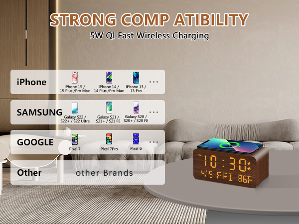 wireless charging clock