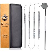 Dental Tools Set - Professional Stainless Steel Krisp Beauty 5 Pc Dental Pick Tartar Remover Plaq...