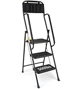 Valeo 3 Step Ladder with Handrails,500 Lbs Capacity,Folding Step Stool Ladder with Attachable Too...