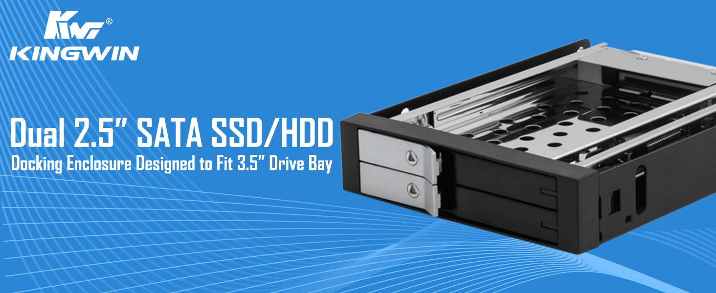 KF-251-BK Dual 2.5&amp;#34; SATA SSD/HDD Docking enclosure designed to fit 3.5&amp;#34; Drive bay