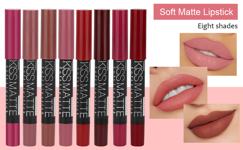 evpct 8Pcs Matte Lipstick and Lip Crayon Lip Liner Pencil Pen Set