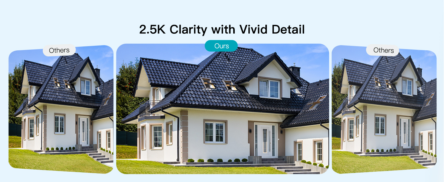 Row of images showing similar suburban houses with light-colored exteriors and pitched roofs against blue sky backgrounds.