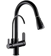 WANFAN Kitchen Sink Faucet with Pull Down Sprayer 2 Handle 3 in 1 Water Filter Purifier Faucets B...