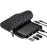 ROOFULL External CD DVD Drive with SD Card Reader &amp; USB 3.0 Ports Hub &amp; Carrying Case, USB-C CD D...