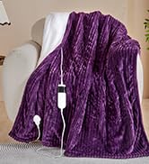 Qieryun Heated Blanket Electric Twin, Soft Flannel Heating Blanket with 8 Hours Auto Off 10 Fast ...