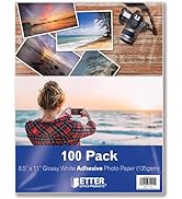 Self-Adhesive Photo Paper, Sticky Photo Paper, Glossy, 8.5 x 11 Inch, 100 Sheets, by Better Offic...