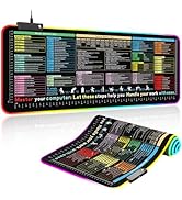 Sbarklo RGB Excel Cheat Sheet Desk Pad 31.5x11.8 with 13 Light Modes - Light Up Waterproof RGB Mo...