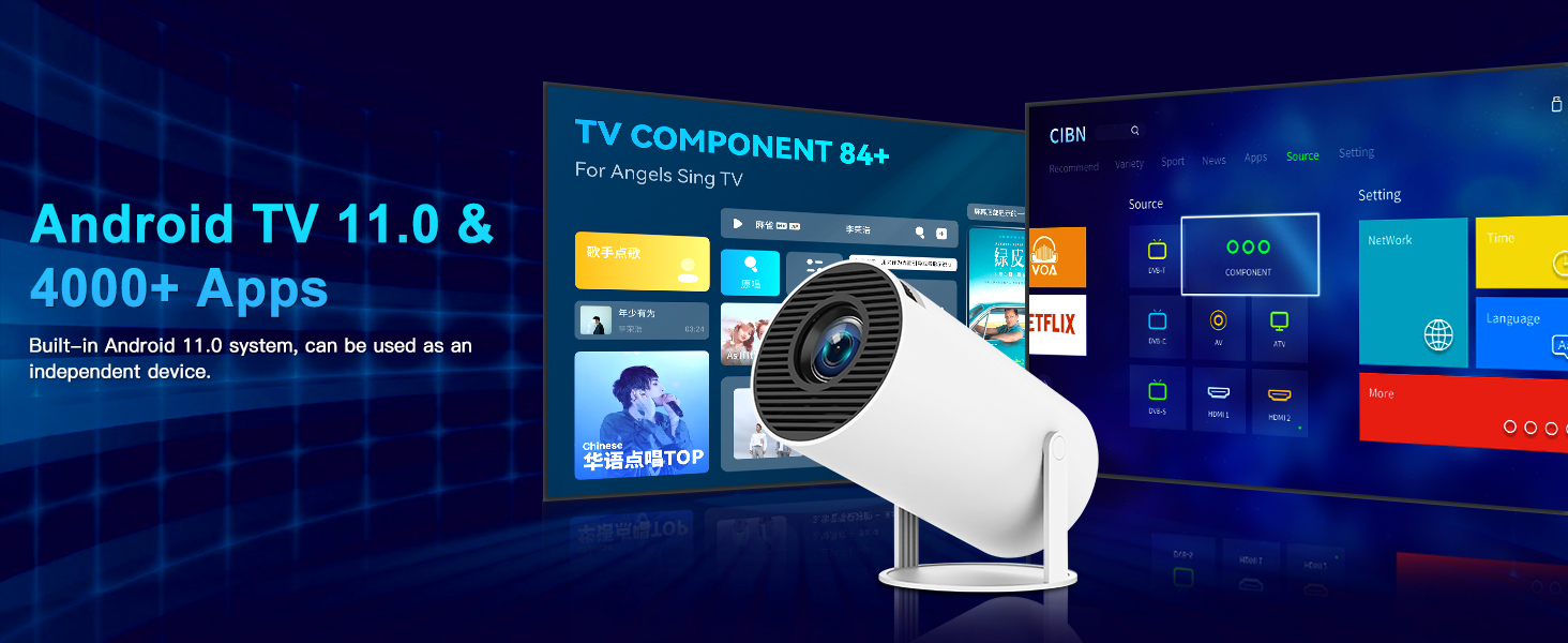 Mini Projector with WIFI 6 and Bluetooth