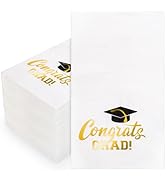 FYSUIMU 50 Pcs Grad Graduation Guest Napkins Gold Foil Congrats Grad Cap Tassel Disposable Napkin...