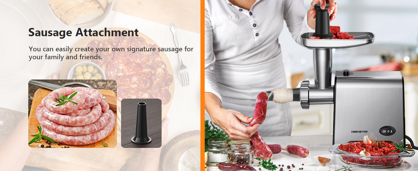 Food Grinder with Blade &amp; 3 Plates, Sausage Stuffer Tubes &amp; Kubbe Kit