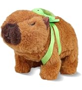 Walking Capybara Plush, Cute Capybara Stuffed Animal Toy with Removable Turtle Backpack, 6.3'' El...