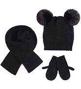 Duoyeree Baby Winter Hat Scarf Glove Beanie Set Girls Boys Pom Pom Knitted Beanie Mitten Scarves ...