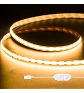 Gingsow USB 5V COB LED Strip Lights 3.28ft/1M, Warm White 2700K Dimmable USB Powered Density COB ...