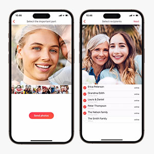 Sending photos and videos using digital photo frames