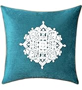 VOGOL Retro Floral Pattern Embroidered Throw Pillow Case, Soft Velvet Light Glitter Square Cushio...