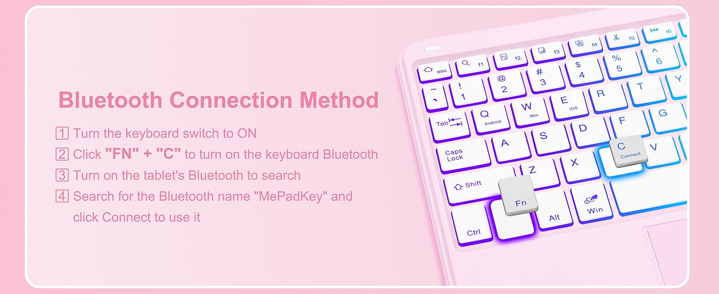 iPad 10.2/10.5 Rotating Keyboard Case - Pink-6