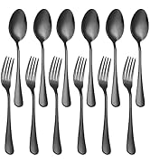 Set of 12, Stainless Steel Dinner Forks and Spoons Silverware Set, Heavy-Duty Forks (8 Inch) and ...
