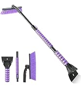 OUSHASAA 44" Ice Scraper and Snow Brush for Car Windshield with Extendable, 360° Pivoting, Soft B...