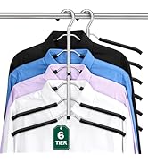 DOIOWN Clothes Hangers Space Saving - 6 Tier Coat Hangers Space Saving Hangers Non Slip Foam Padd...