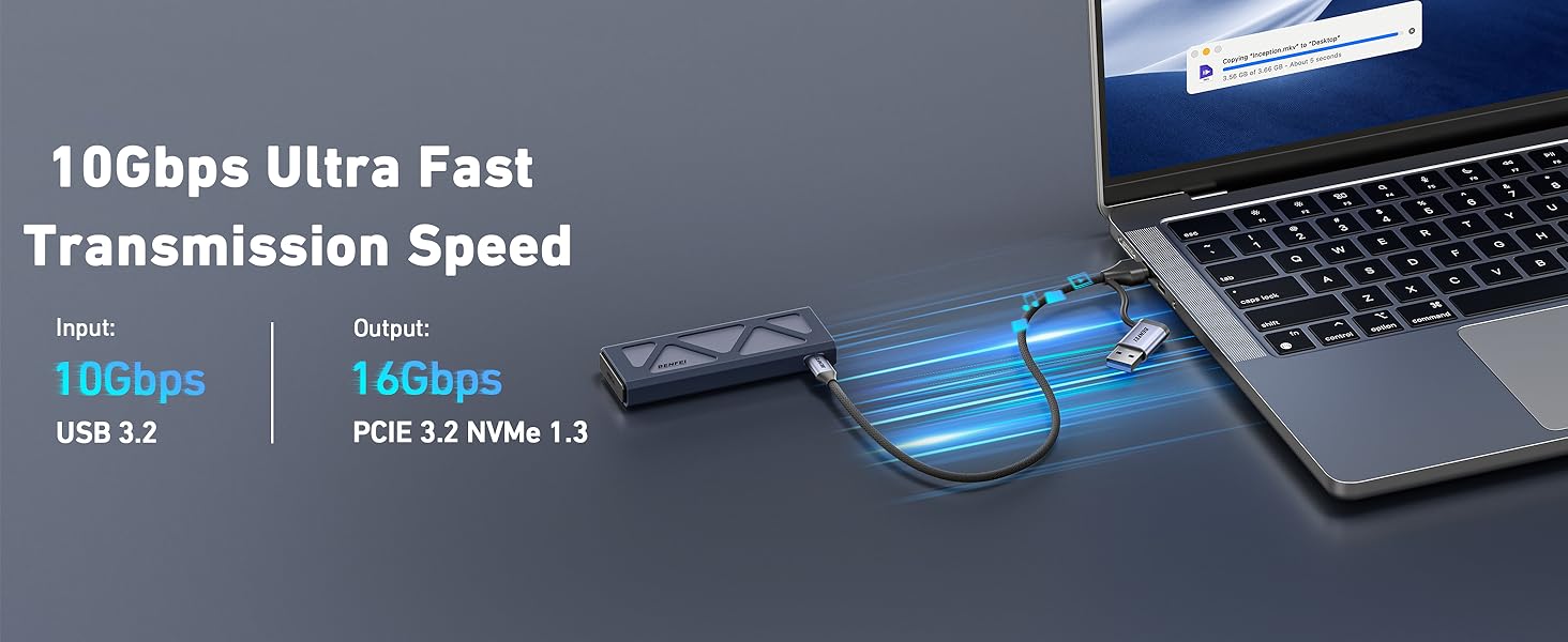 BENFEI Tool-Free 10Gpbs M.2 NVME SSD Enclosure