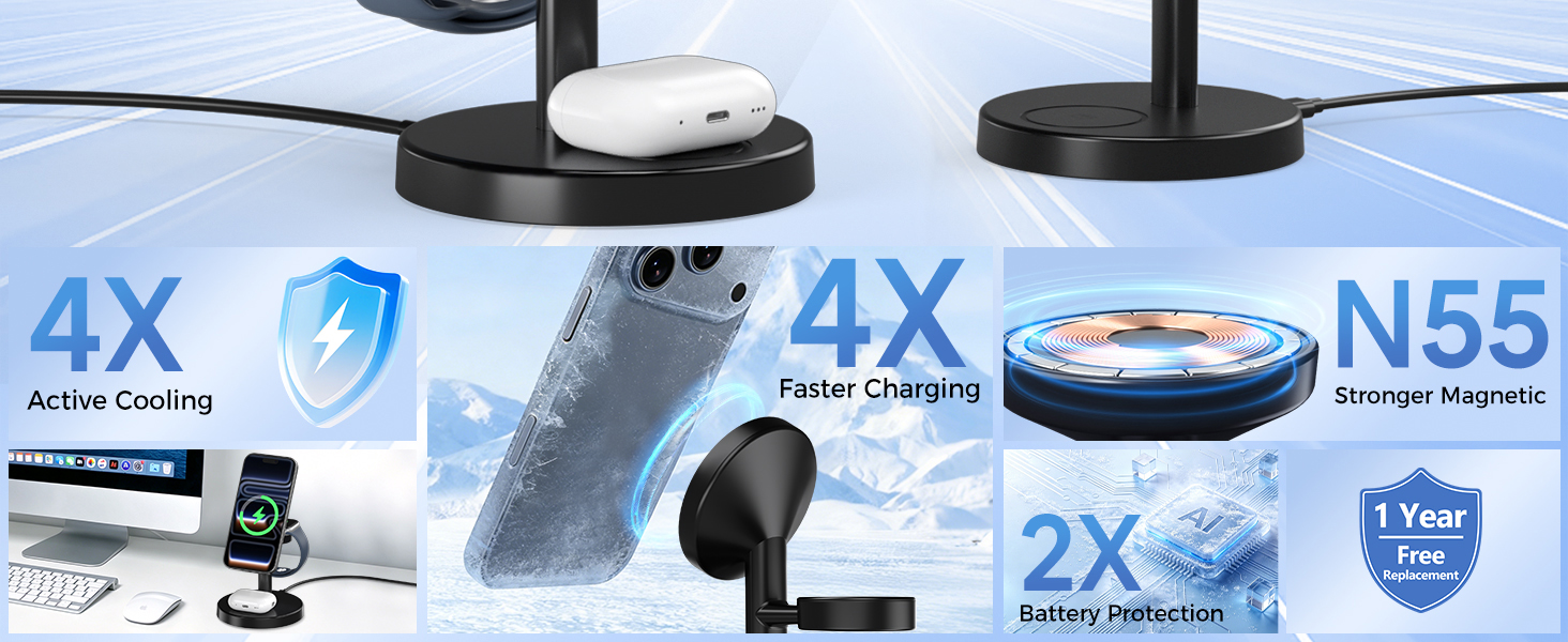 3 in 1 Fast Wireless Charging Station for Apple