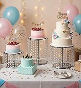LANLONG Silver Metal Cake Stand for Set of 3, 12in Round Wedding Cupcake Holder for Table, Desser...