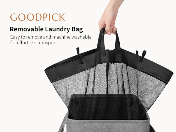 Goodpick Laundry Basket with Wheels and Lid