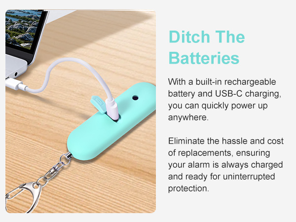 personal safety alarm women rechargeable self defense keychain device waterproof loud gift security