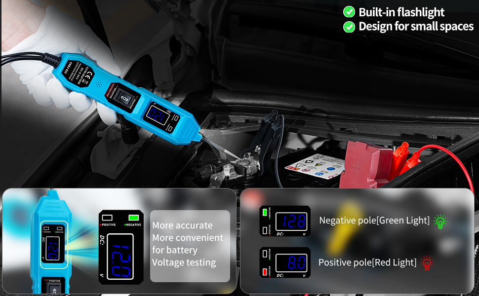 Automotive Circuit Tester,3.5-36V Power Probe Kit is capable of detecting voltage and polarity.