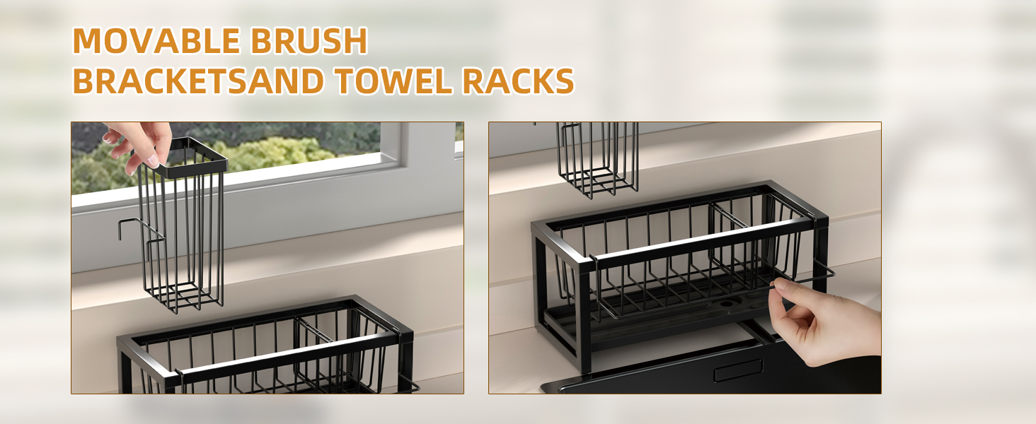 Detachable bowl brush holder and towel rack.