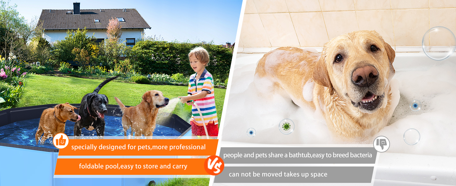 Extra Large Dog Pool Foldable Hard Plastic Dog Swimming Pool Kiddie Pool