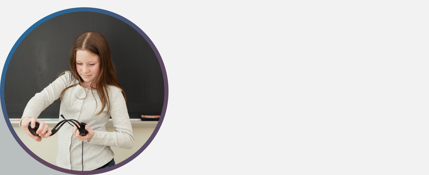 The ACM-4004 being twisted by a child, testing the durability of the headband