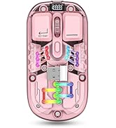 ATTOE Wireless Bluetooth Mouse, Transparent BT + 2.4G Dual-Mode Mechanical Mouse with Magnetic To...