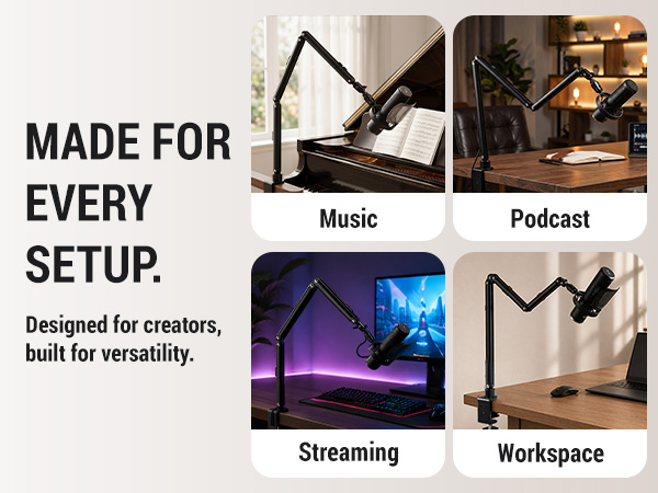 Low Profile Mic Arm for Lightweight Mics