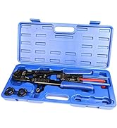 IWISS F1807 PEX Copper Ring Crimping Tool Kit with 3/8'', 1/2'', 3/4'', 1'' Quick Change Jaws, PE...