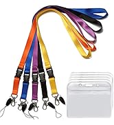 YOUOWO 5 Pack Lanyards with ID Badge Holder Neck Office Lanyards with Horizontal Name tag Card Ho...