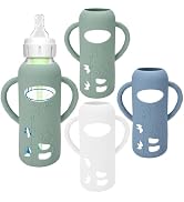 3 Pack Silicone Sleeves for Dr. Brown's Glass Baby Bottles - Drop Protection Baby Bottle Sleeves,...