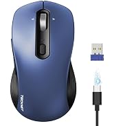 TECKNET Rechargeable Bluetooth Mouse, [ USB + BT5.0 + BT3.0 ] Wireless Mouse, Ergonomic 4-Way Scr...