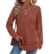 WIHOLL Long Sleeve Shirts for Women 2026 Fall Sweaters Lightweight Casual Tunic Tops Loose Fit Wi...