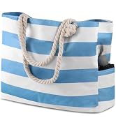 TIECHI Beach Bags for Women, Extra Large Beach Bag Waterproof Sandproof with Zipper/Stylish Twine...
