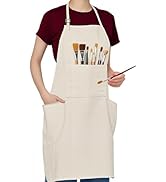 conda Adjustable Professional Bib Apron 100% Cotton Canvas with 3 Pockets for Women Men Adults, W...