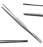 MJW Stainless Steel Blunt Dressing Tweezer With Serrated Tips, Multipurpose Tweezer, Chef Tong, K...