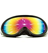 GloFX Black Diffraction Ski Goggles - Rainbow Gradient Rave Prism Kaleidoscope Lightshow Lenses E...