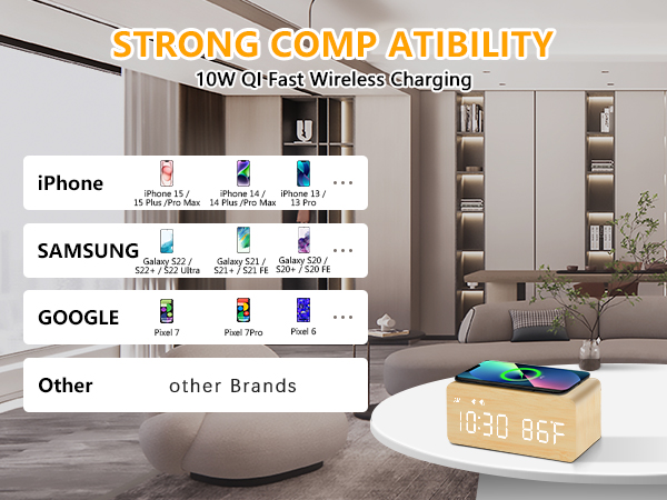 wireless charging clock