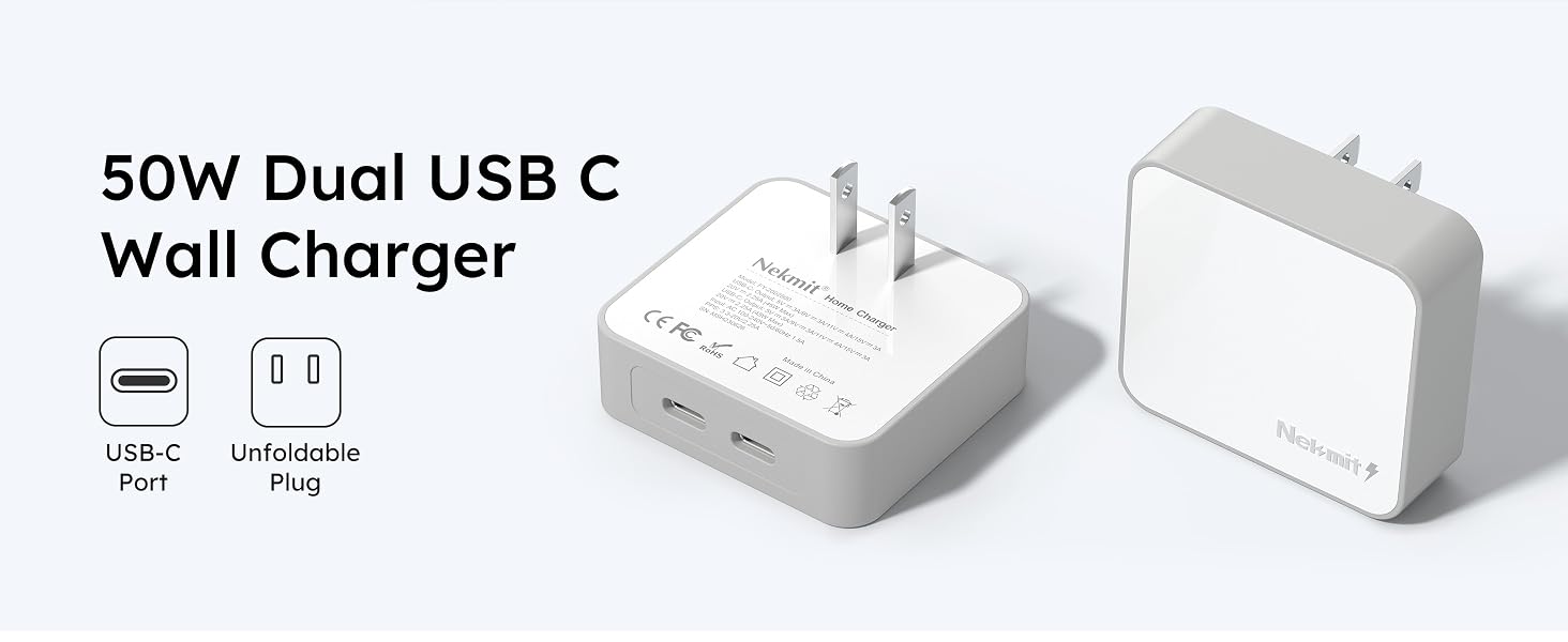 50W Dual USB C Wall Charger