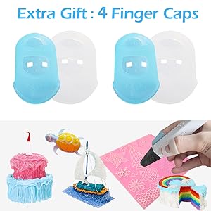 extra gift 4 silicone finger caps to protect during 3d printing and drawing pla filament refill