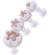 4Pcs White Flower Plunger Cookie Cutter DIY Blossom Flower Cake Fondant Mold Plastic Cake Decorat...